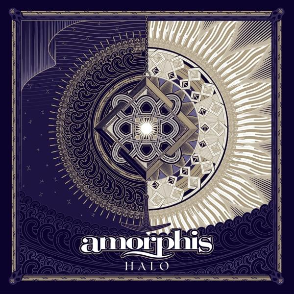 Albumhoes met een verdeeld ontwerp. De ene helft is donkerblauw met een mandala, de andere lichtbruin met zonnestralen.