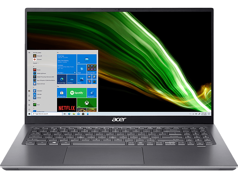 ACER Swift X (SFX16-51G-73D4) mit Tastaturbeleuchtung, Grau 16,1 RTX 3050 SSD, Zoll TB Core™ i7 mit Intel® 1 16 Display, GeForce Ti, RAM, Prozessor, GB Notebook