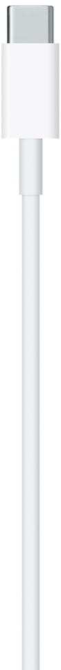A white, cylindrical charger cable with a USB-C connector.