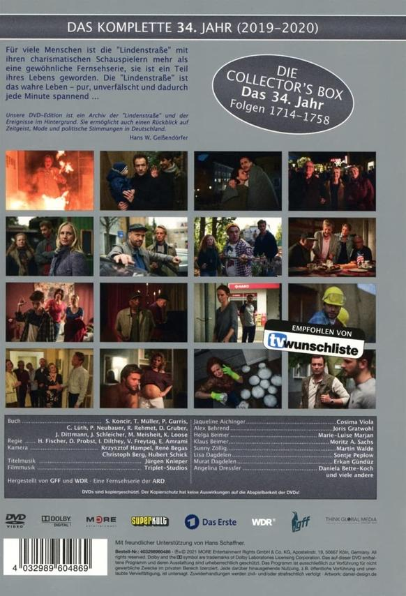 Die Hülle einer DVD-Box mit Bildern aus der deutschen Fernsehserie 'Lindenstraße'.