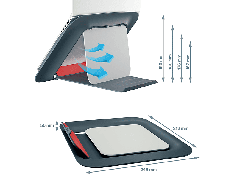 Thumbnail - LEITZ Ergo Cosy Höhenverstellbare, Universal, Geeignet für Laptops von 13" bis 17", Samtgrau