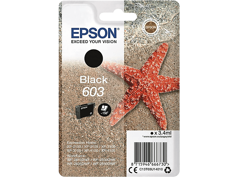 Cartucho de tinta  Epson 604 INK, ‎Tamaño estándar, Hasta 350 páginas,  Negro