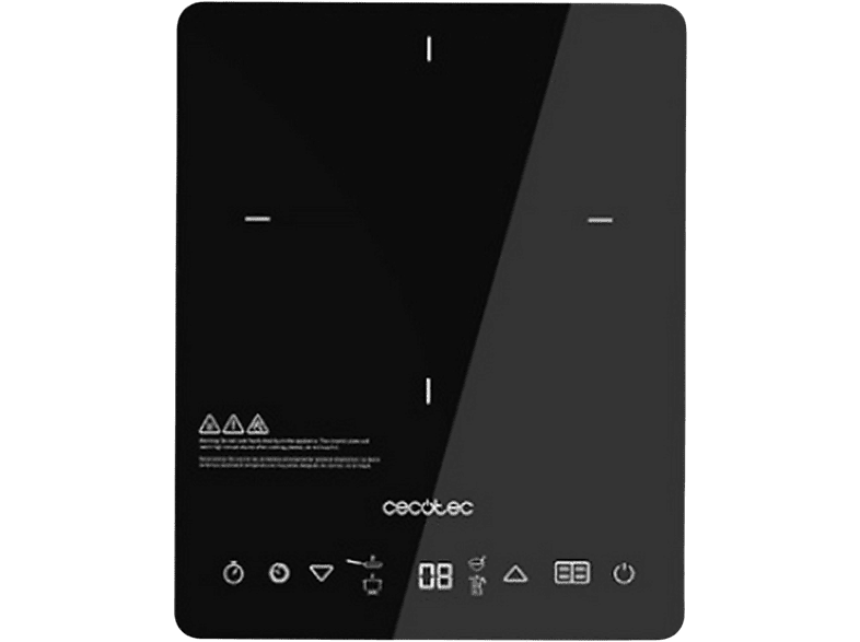 Placa de inducción - Cecotec C3069 Full Crystal Onyx, 2000 W, 10 Niveles potencia, 4 Programas, Negro