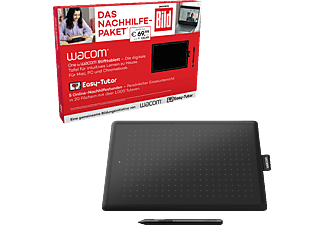 WACOM Das Nachhilfepaket - One by Wacom Medium und 5 Easy-Tutor Online-Nachhilfestunden Stifttablett, Schwarz/Rot