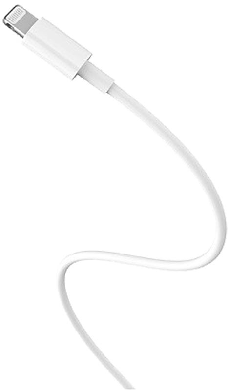 Fehér USB-C–Lightning kábel. A kábel ívelt.