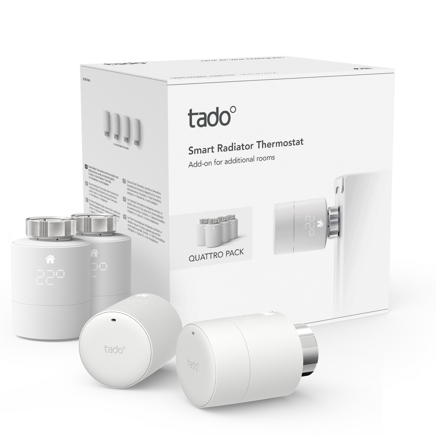Termostato - Tado° V3P-4SRT01-TC-ML, Pack cabezal termostato inteligente, Control calefacción, Blanco