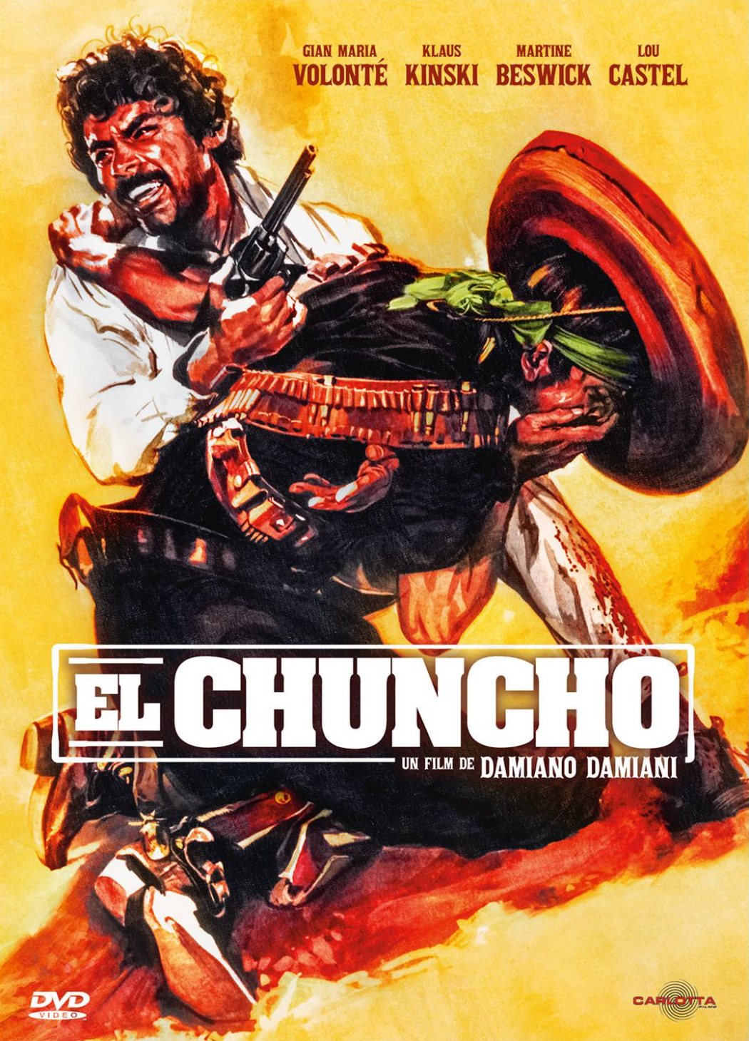Filmposter: Twee mannen vechten, een met een pistool. Tekst: El Chuncho.
