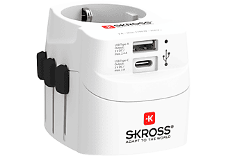 SKROSS Reisestecker "PRO Light USB" (A/C), Weiß