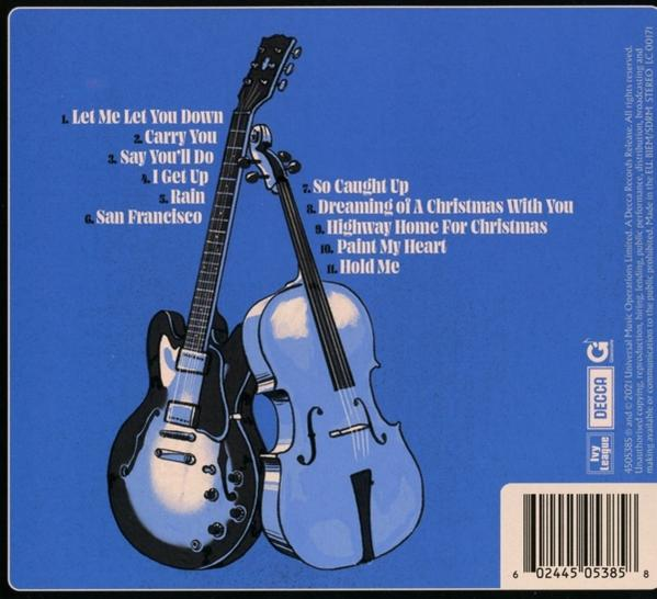 Rückseite eines Albums mit zwei Gitarren und Songtiteln.