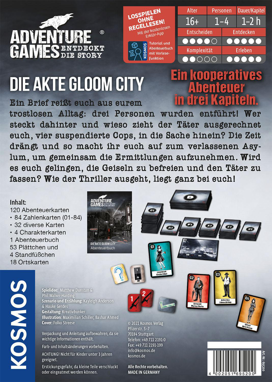 KOSMOS Adventure Games Die - Akte Gesellschaftsspiel Gloom Mehrfarbig City