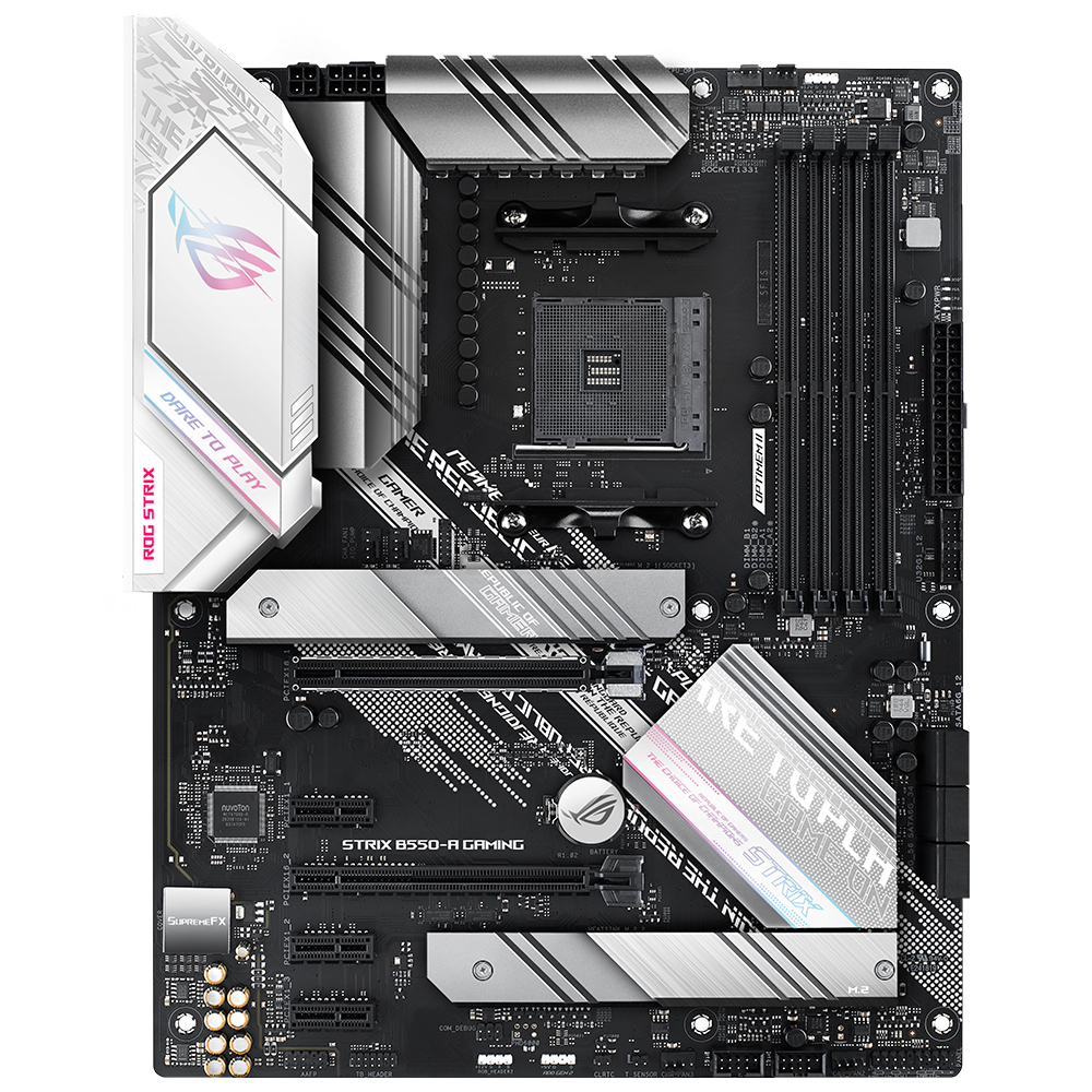 ASUS Rog Strix B550-A Gaming AMD B550 AM4 DDR4 4600 DP HDMI Çift M2 USB3.2 ARGB 2.5Gbit LAN ATX PCIe Anakart Siyah 