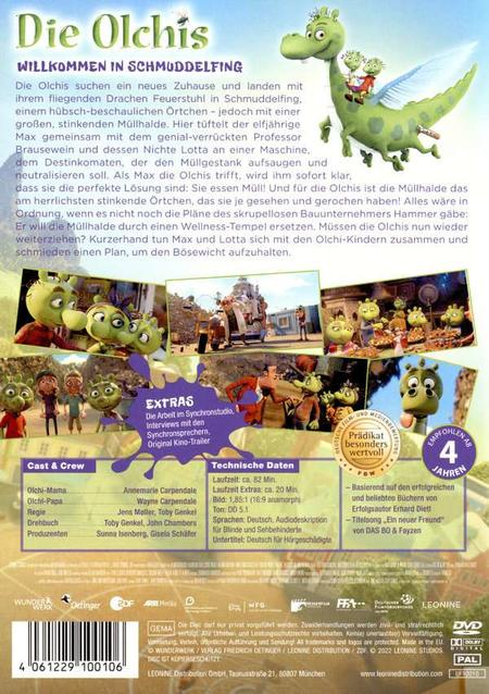 DVD-Cover eines grünen Drachen-Cartoons. Enthält Text und Bilder aus dem Film.