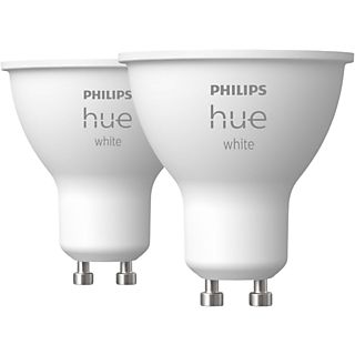 Kit bombillas Bluetooth - Philips Hue GU10, 2 Unidades, Luz Blanca Cálida, 4.3 W, Compatible Alexa/Google Home