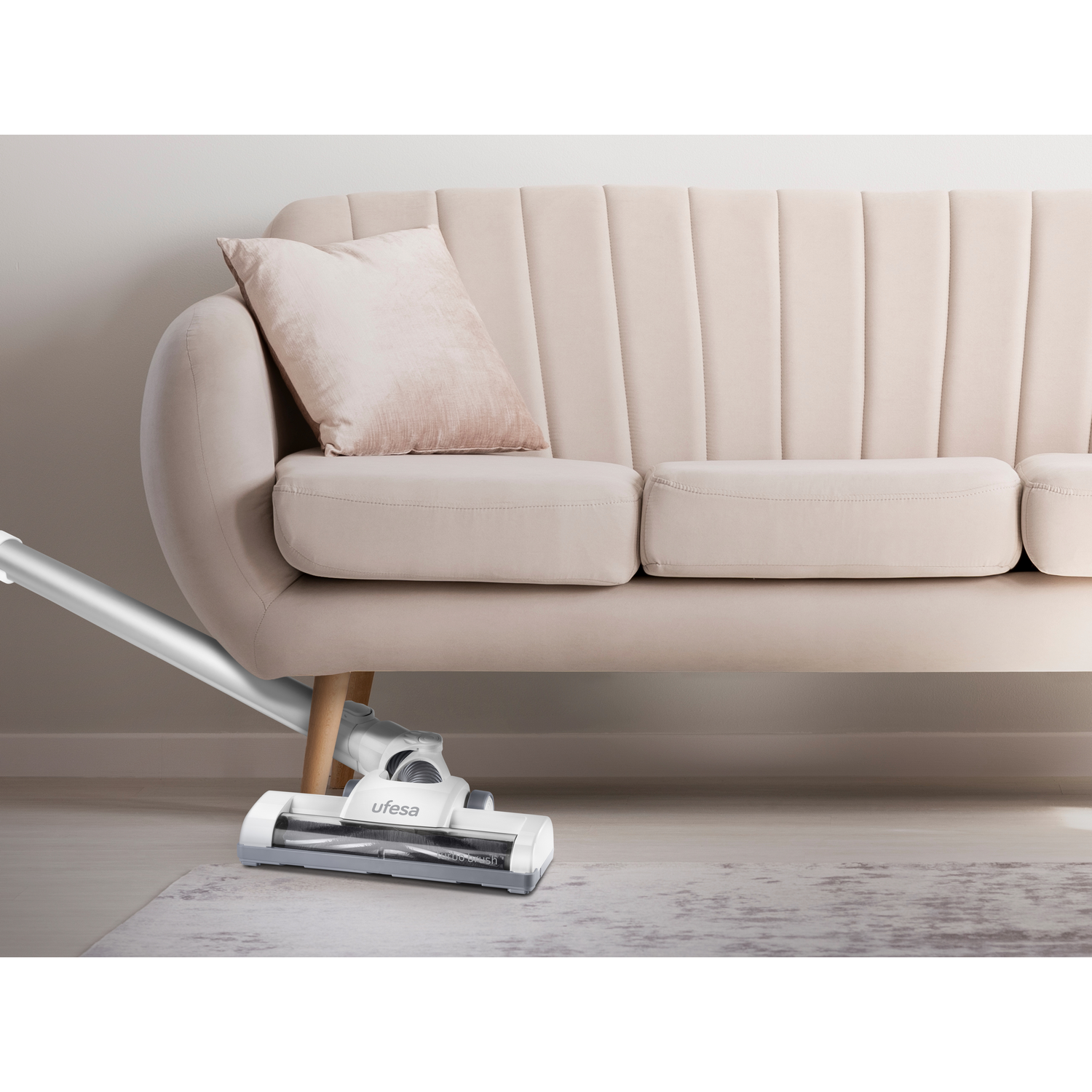Aspirador escoba - Ufesa AE4822 Sena, 2 velocidades, 0.8 l, Autonomía 40 min, Sistema ciclónico, LED, Blanco
