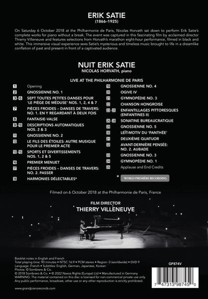Nicolas Horvath - Nuit - Satie (DVD) Erik