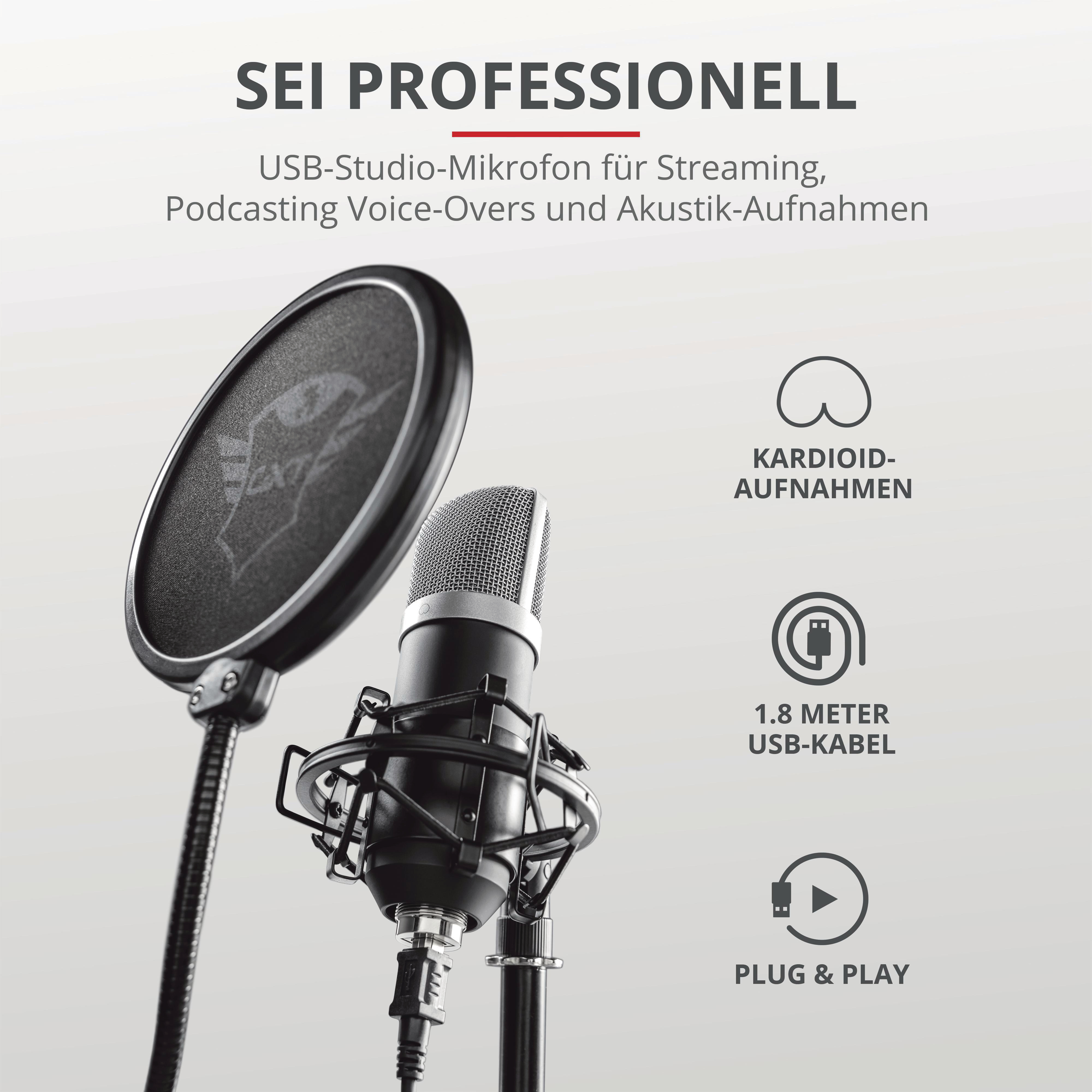 TRUST GXT 252 Emita USB Studio-Mikrofon, Schwarz