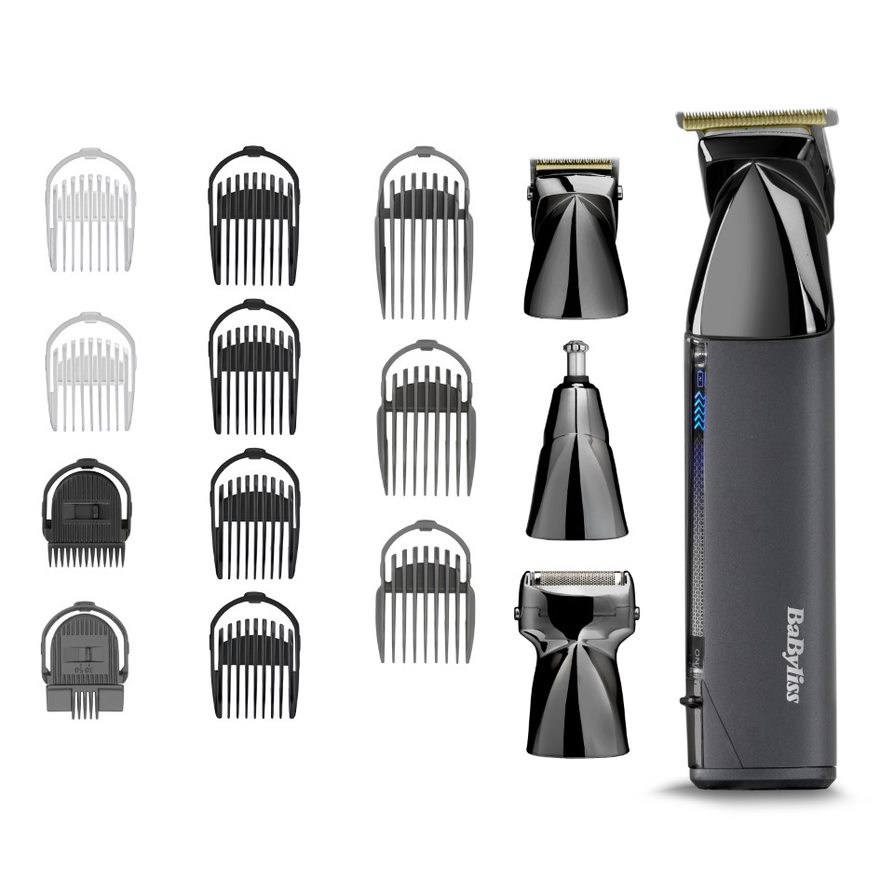 Kit multi-tondeuse Babyliss avec divers accessoires de coupe.
