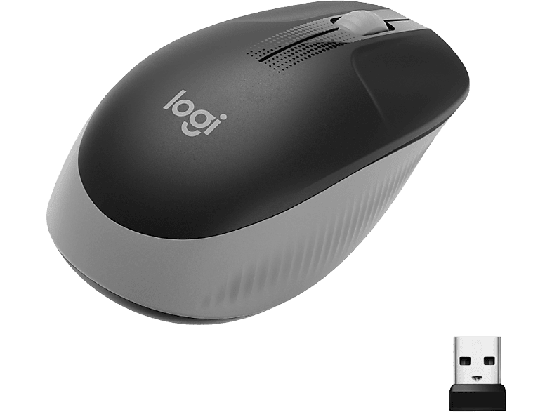 Ratón inalámbrico - Logitech M190, 3 botones, 1000 ppp, Nano receptor Logitech, 1x Pila AA, 18 meses, Gris