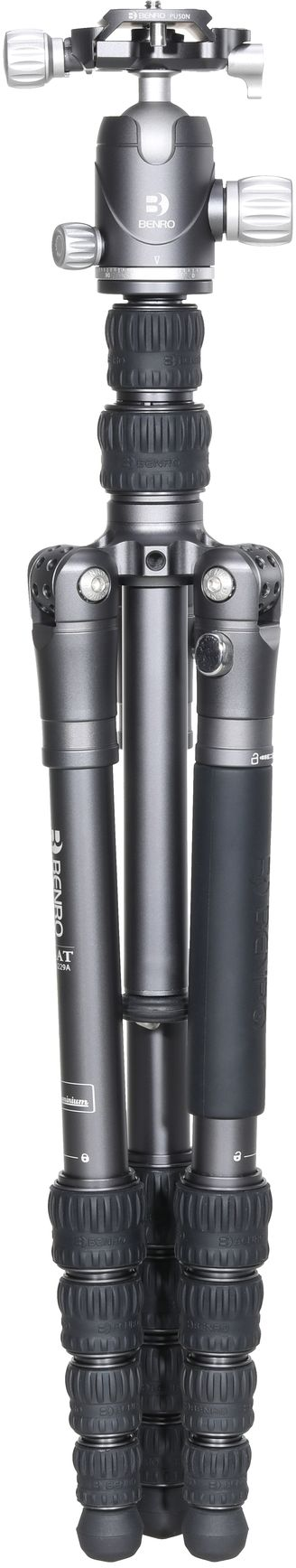 BENRO Stativ BAT 05A mit VX20 Kugelkopf, Aluminium, Höhe bis 141.3cm, 10kg Zuladung, Grau