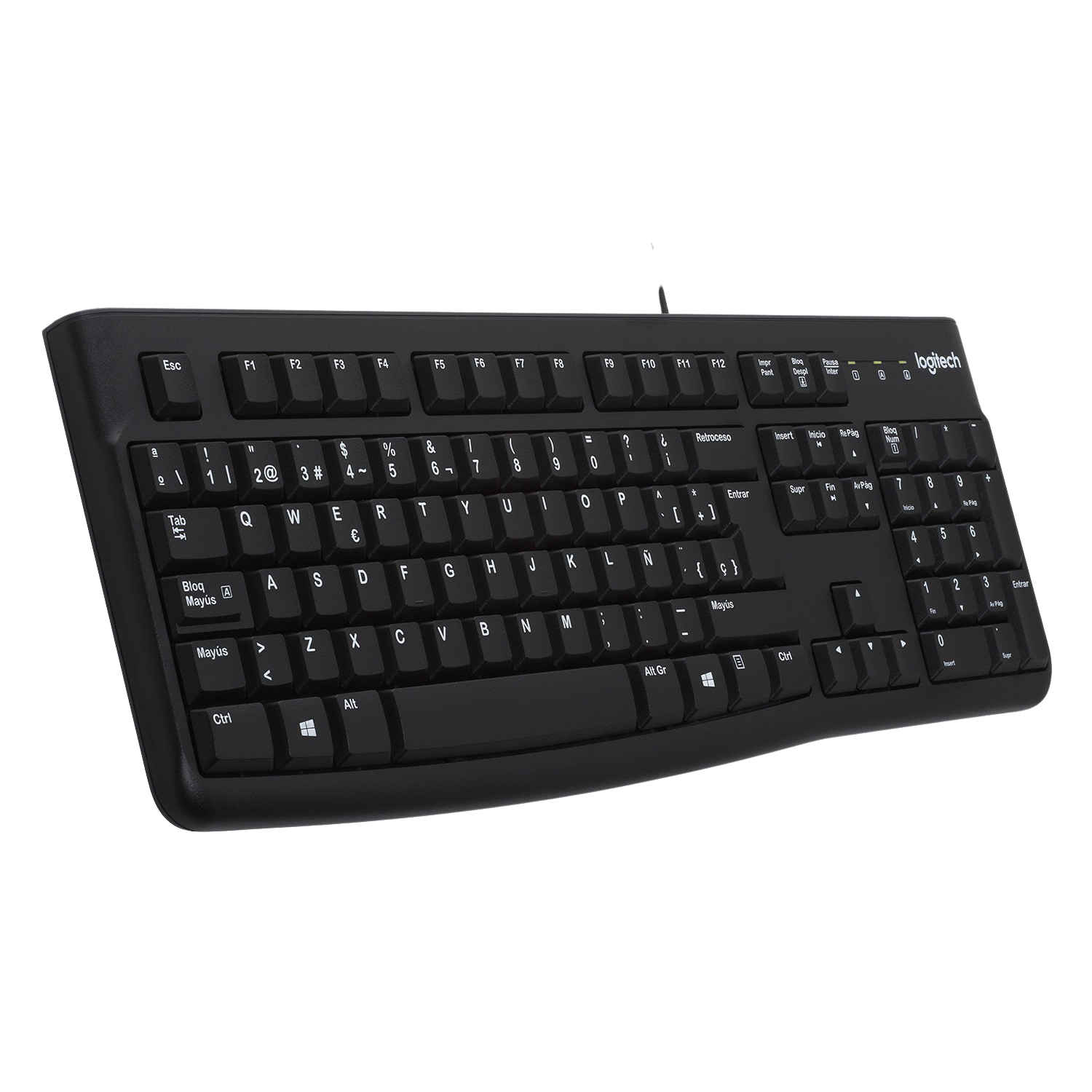 Teclado Logitech K120 cable español numérico negro pc usb ultrafino color 1.5 qwerty retail 920002499 2.0.