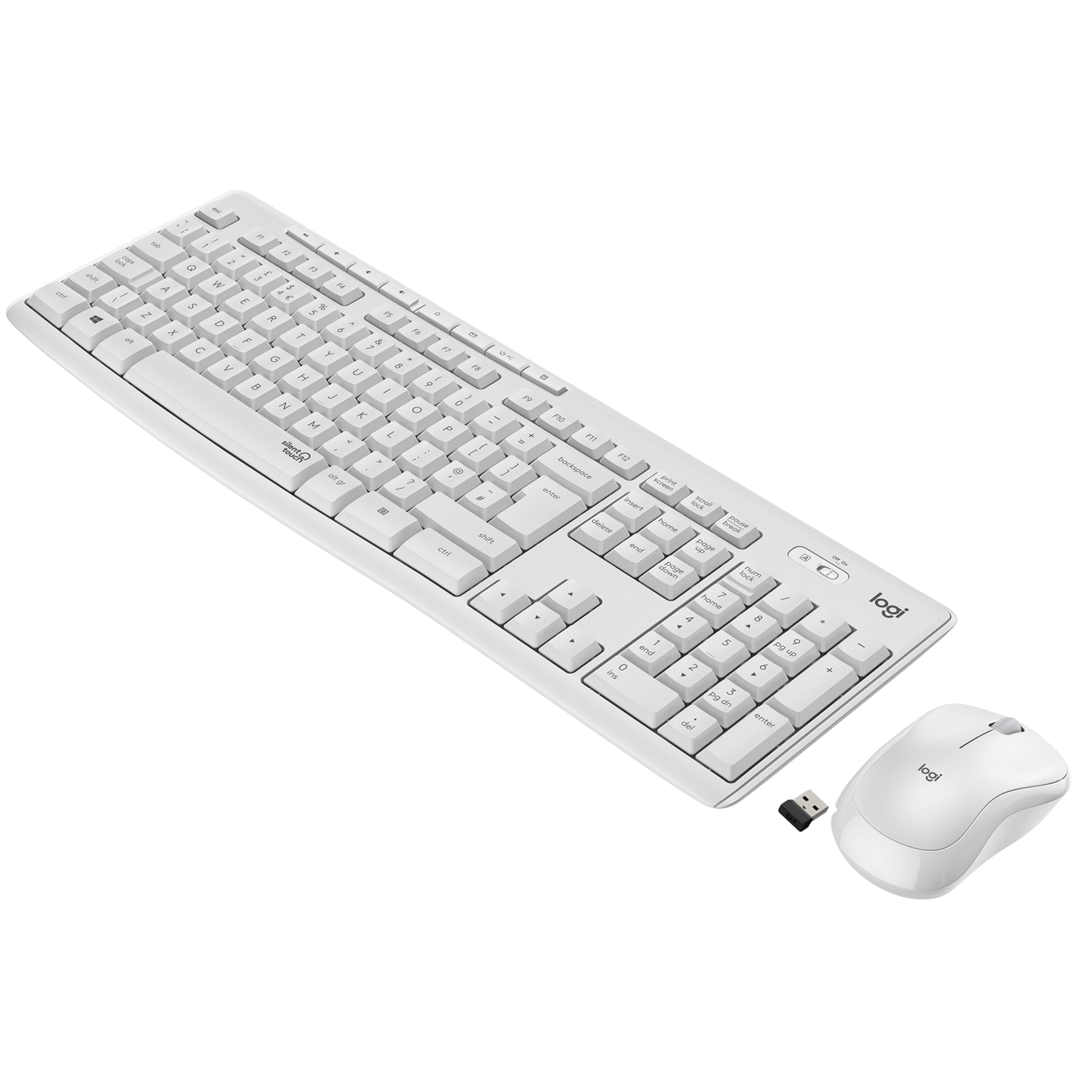 Pack Teclado + Ratón - Logitech MK295 Silent Wireless Combo, Inalámbrico, Bluetooth, USB, 10 m, Blanco