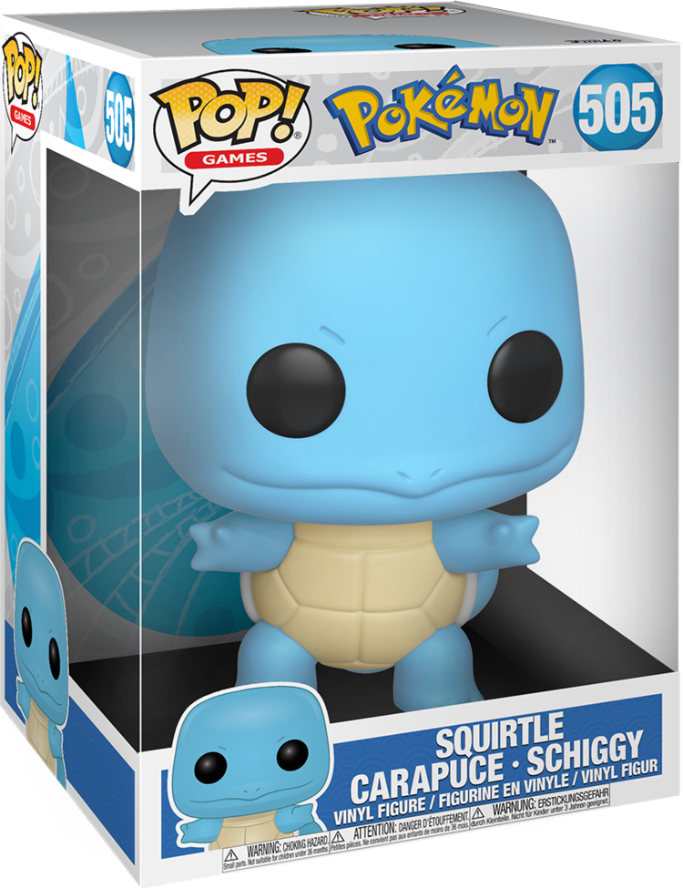 FUNKO POP! Jeux : Pokémon - Carapuce (10" Jumbo Pop !) - Figurine de collection (Bleu / crème / noir)