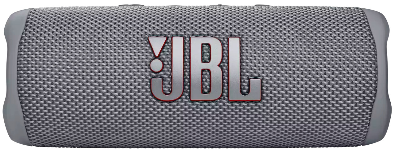 Grijze JBL-luidspreker met JBL-logo aan de voorkant.