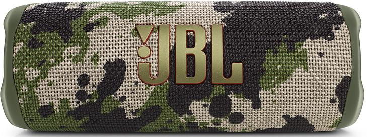 Haut-parleur JBL camouflage, vert et noir, avec le logo JBL.
