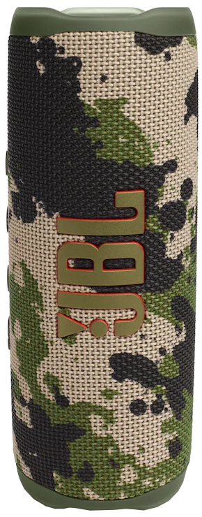 Enceinte JBL à motif camouflage avec le logo JBL.