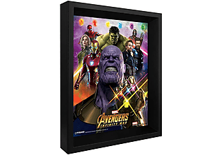 Póster - Avengers Infinity War, 3D, 25 x 20 cm, Enmarcado en negro, Licencia oficial