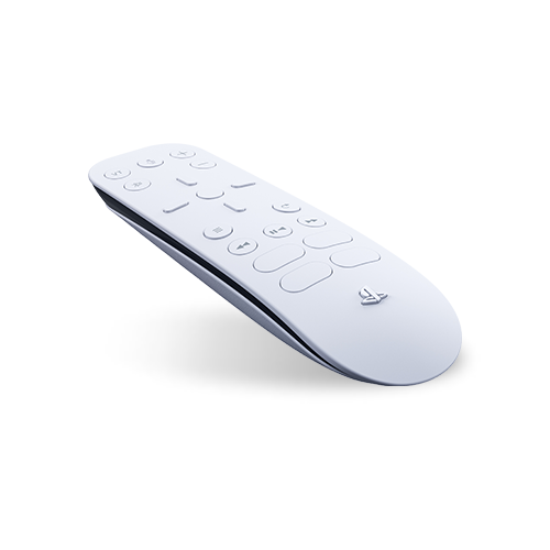 Control remoto blanco de PlayStation 5 con múltiples botones.