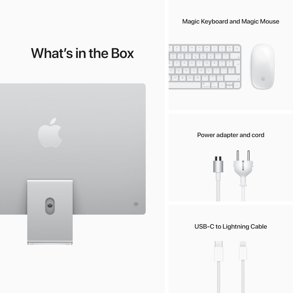 APPLE iMac 24" M1 256 GB Silver 2021 Incl. Gigabit ethernet & Touch ID keyboard