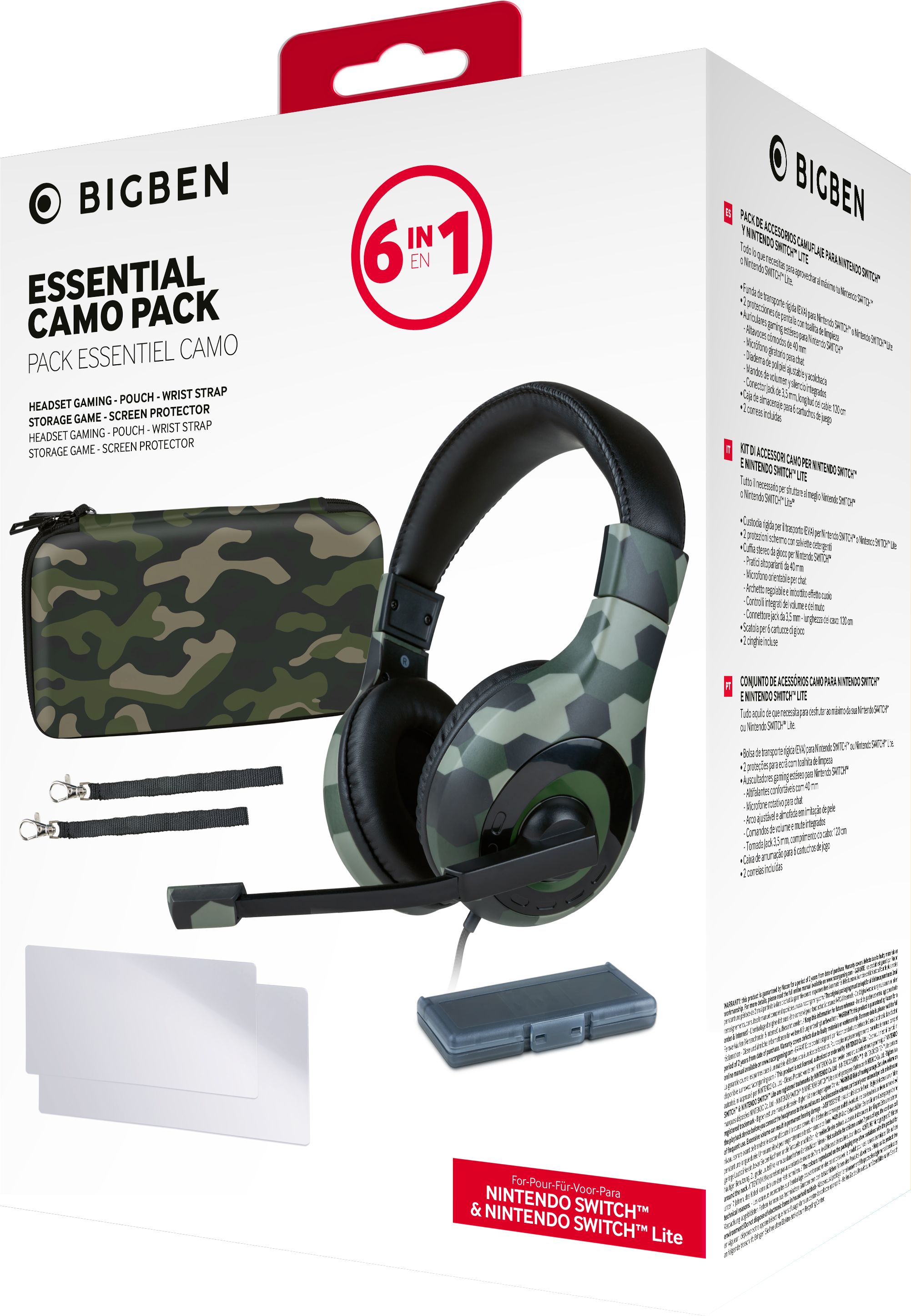 BIG BEN Essential Pack gamer kiegészítő csomag, terepmintás (Nintendo Switch)