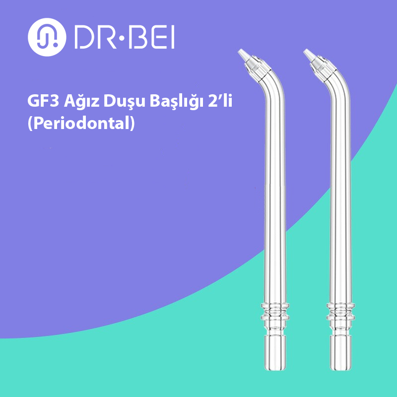 Mor bir arka plan üzerinde iki diş hijyen aracı. Aletler gümüştür.