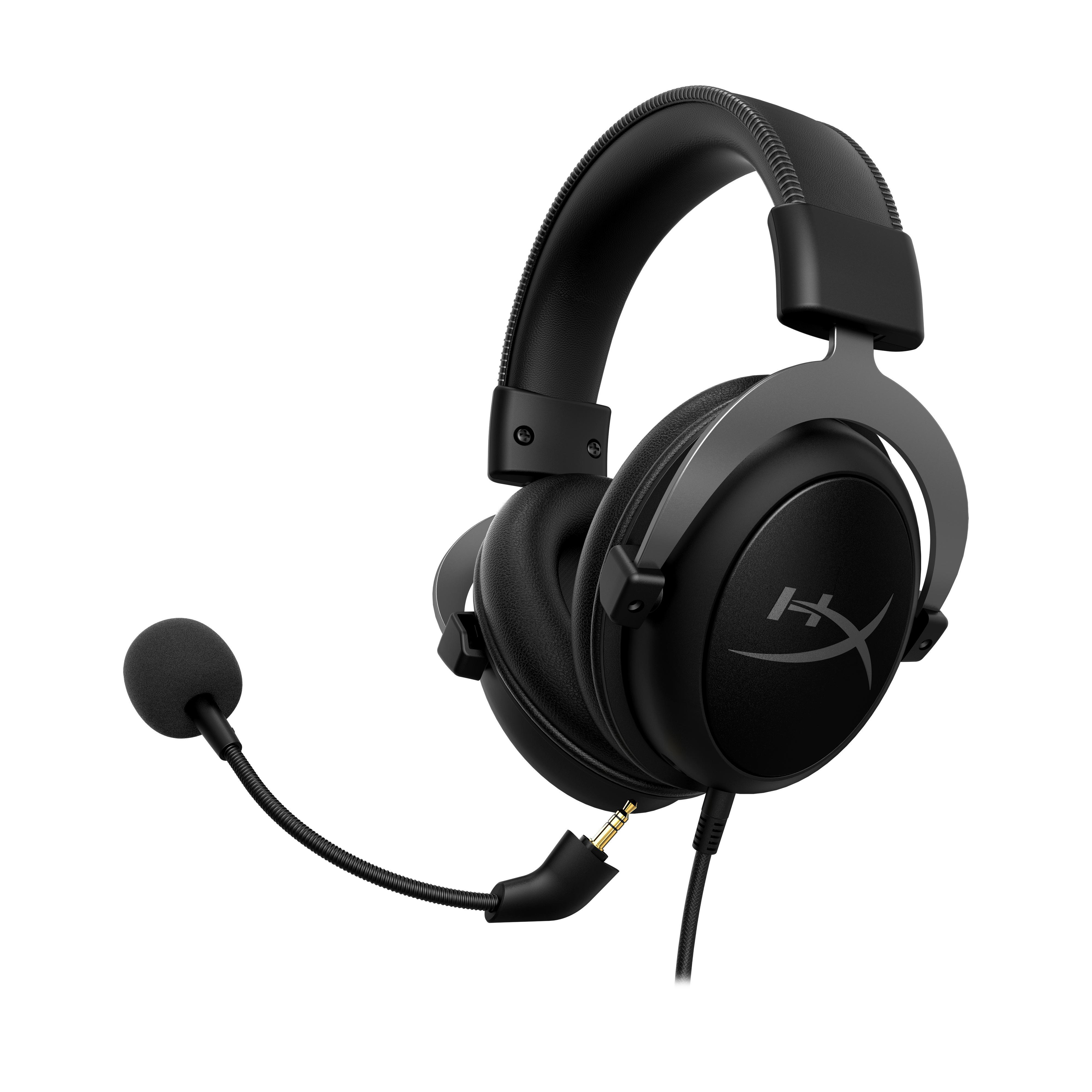 Schwarzes HyperX Gaming-Headset mit Mikrofon.