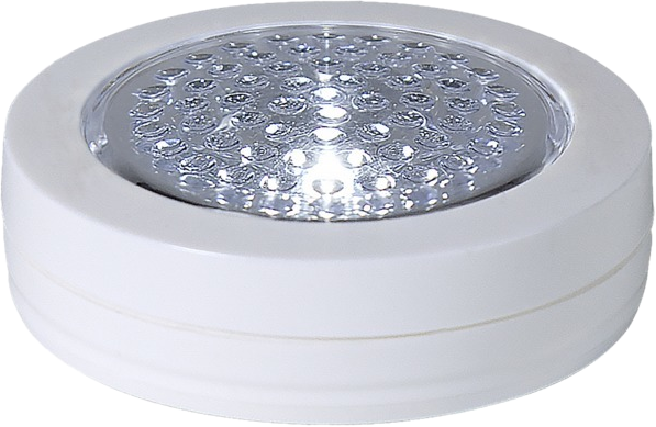 Lumière LED blanche. Plusieurs lumières au centre. Fond blanc.