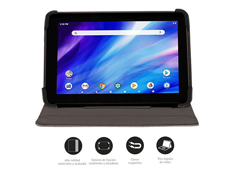 Funda tablet - Nilox NXFB005, Universal, Para de 9.7" a 10.5", Poliéster, Tapa libro, Gris