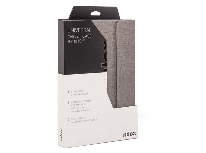Funda tablet - Nilox NXFB005, Universal, Para de 9.7" a 10.5", Poliéster, Tapa libro, Gris – imagen 2