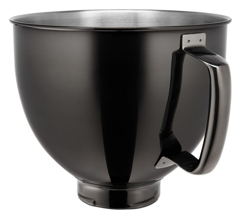 Schwarze Rührschüssel mit Griff.