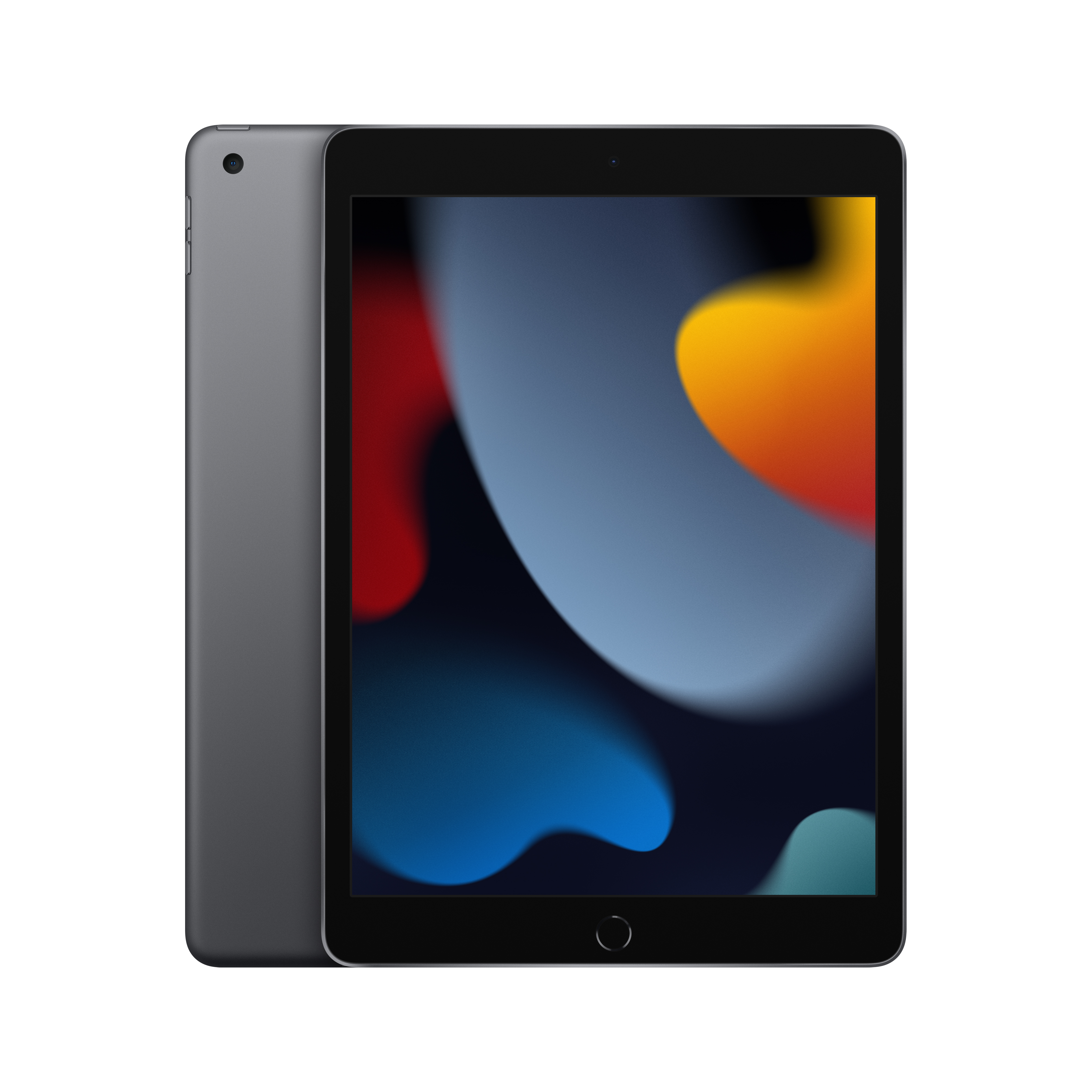 Siyah ve gri tablet. Beyaz arka plan üzerinde açılı görünüm.