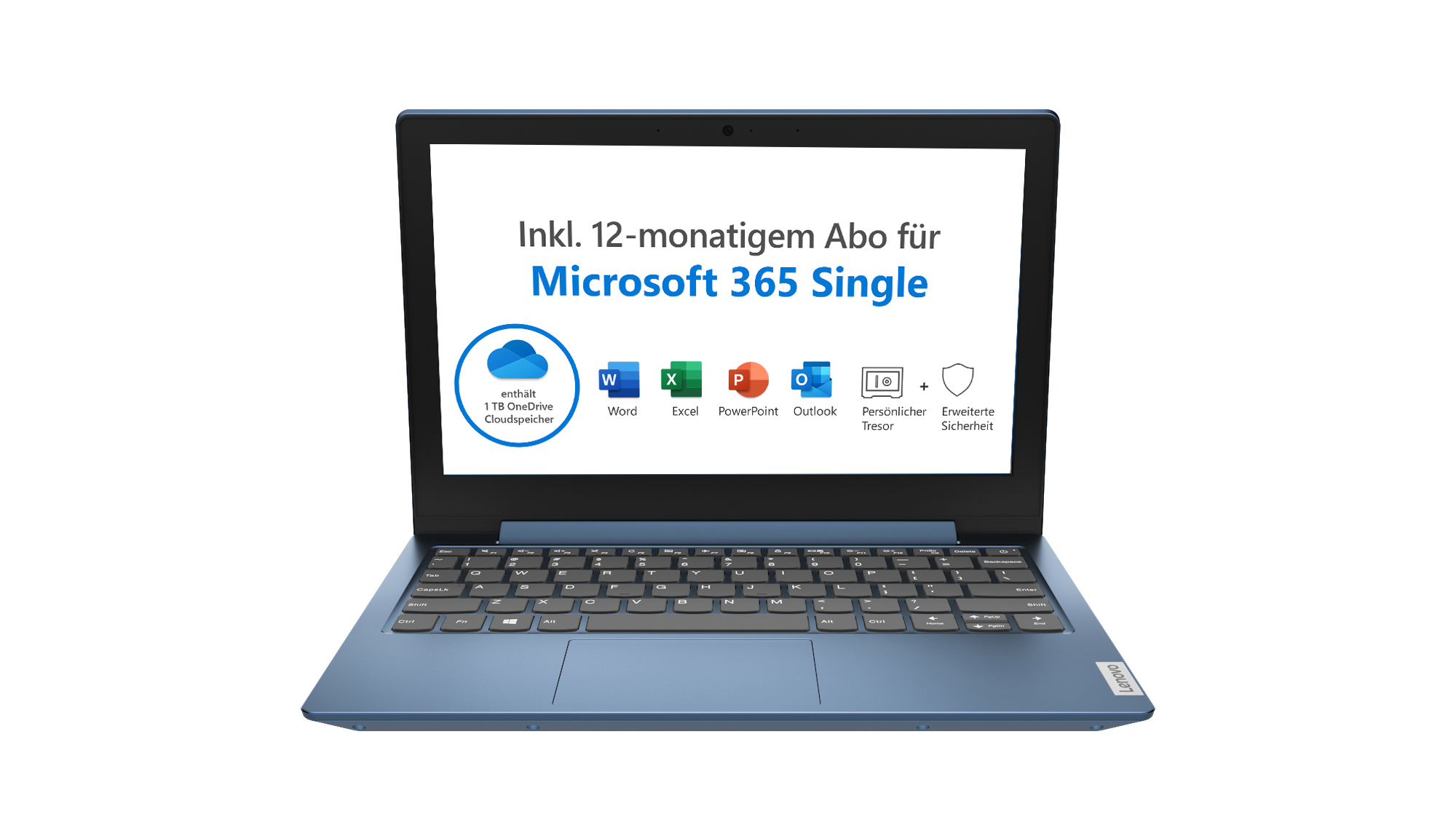 Display, 600, Inkl. GB Windows Eisblau UHD (64 Bit) eMMC, RAM, Single, Home LENOVO Zoll 1i, GB 1 Intel®, Jahr IdeaPad Prozessor, Intel® mit 4 11,6 Notebook, 11 N4020 S-Modus Microsoft 365 64