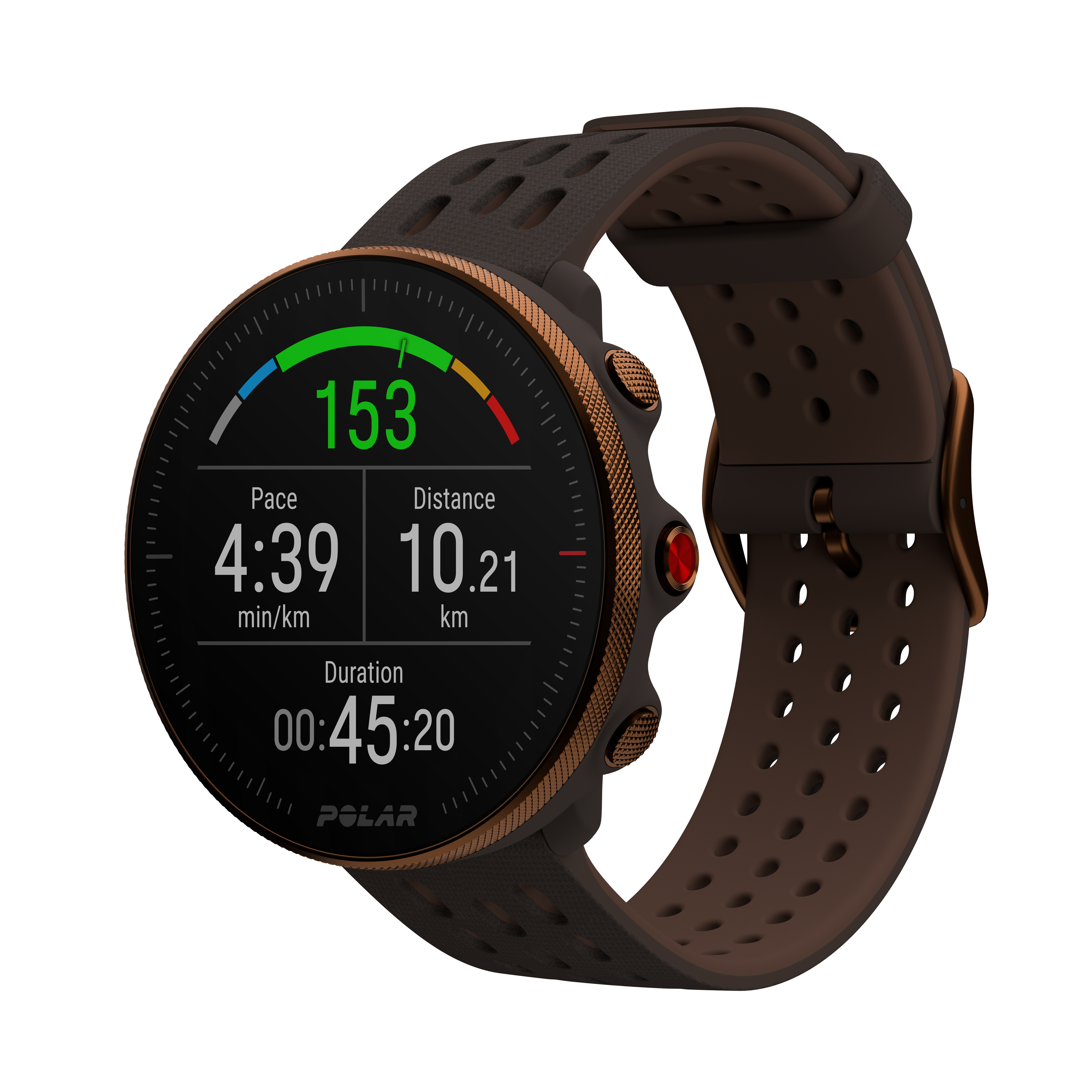POLAR Vantage M2 Fitnesstracker Silikon, Einfassung, Knöpfe und Schließe aus Edelstahl, k.A., Braun-Kupfer