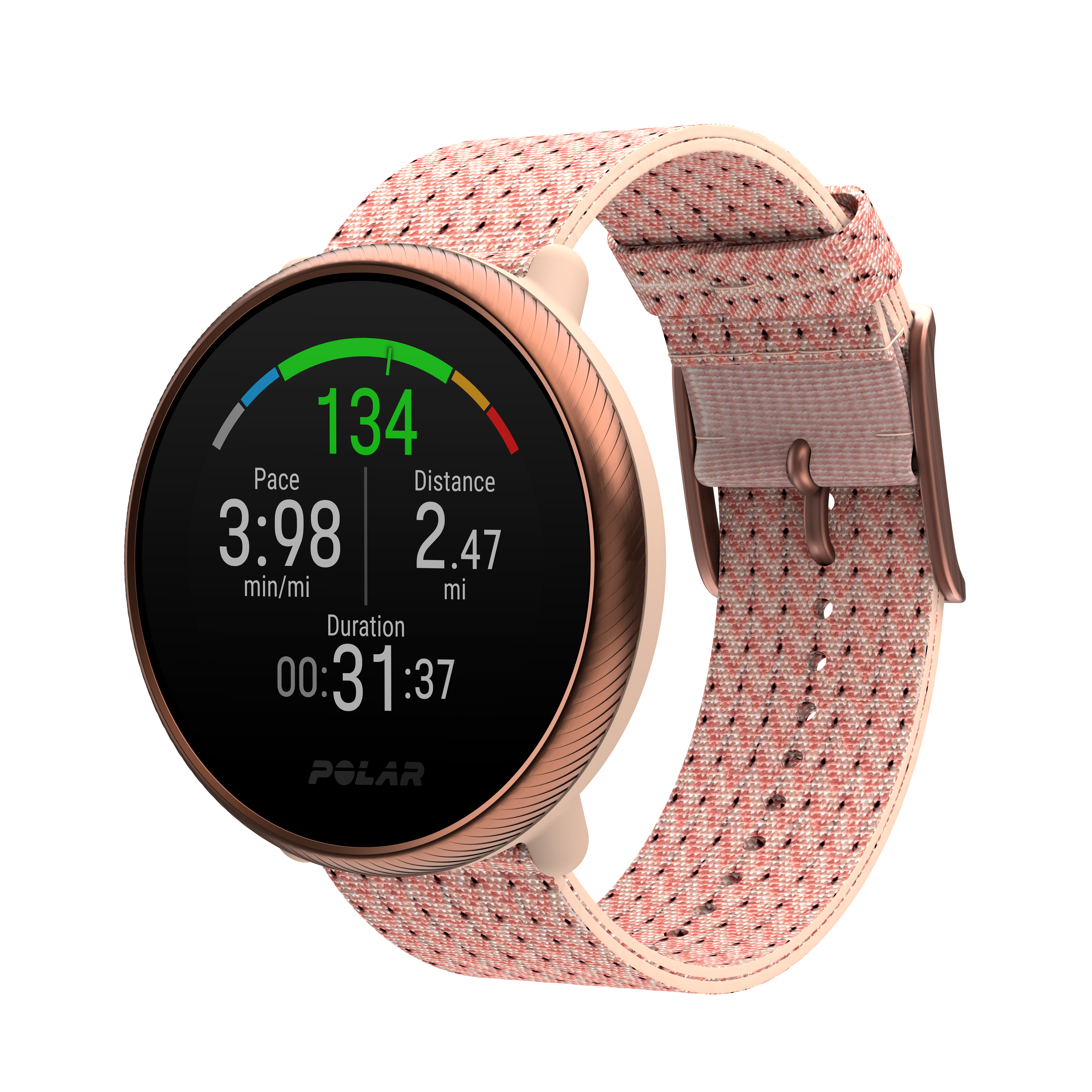 POLAR Ignite 2 Fitnesstracker Glasfaserverstärktes Polymergehäuse Silikon, 130 - 210 mm, Rosegold/Pink