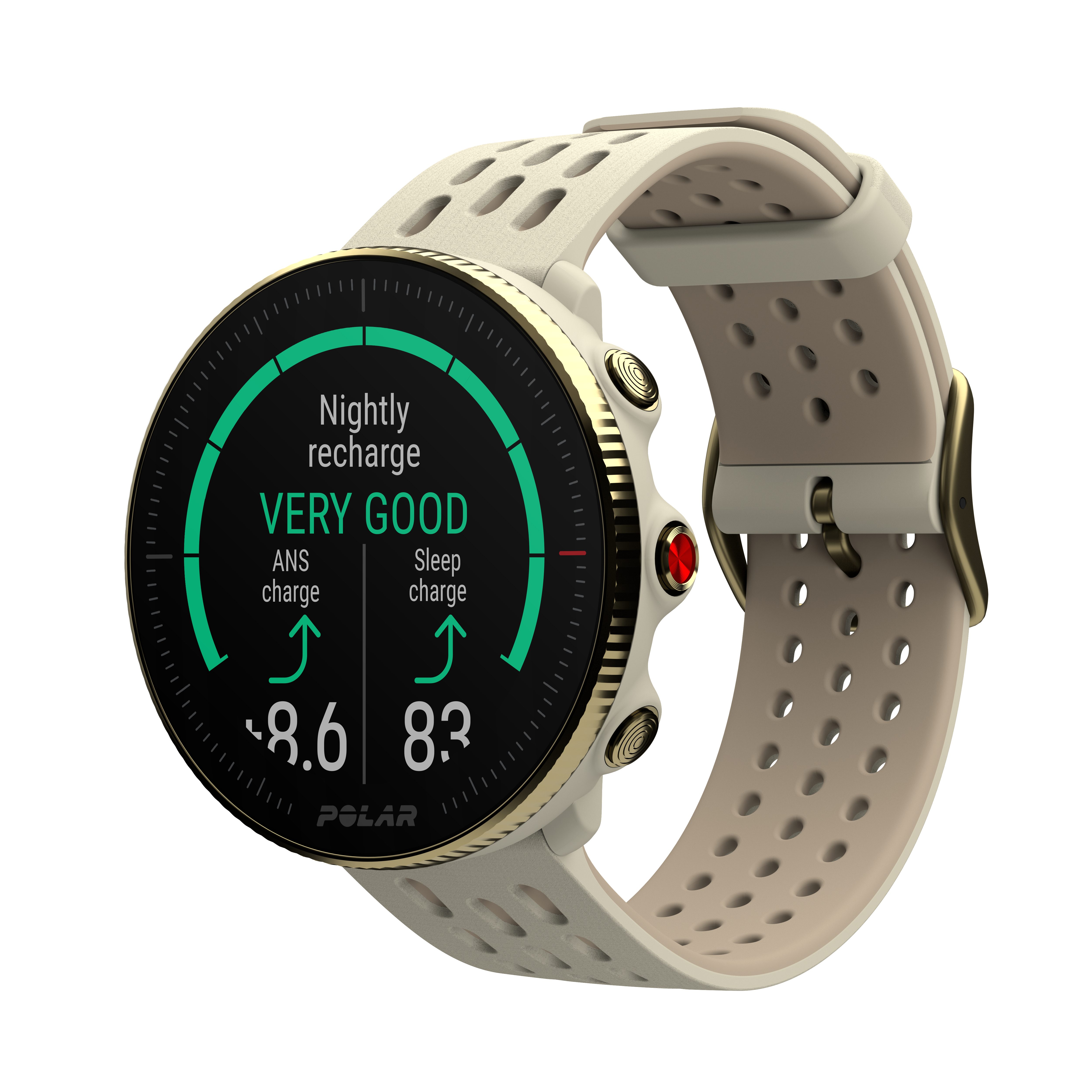 POLAR Vantage M2 Fitnesstracker Glasfaserverstärktes Polymergehäuse Silikon, 130 - 210 mm, Gold/Champagner