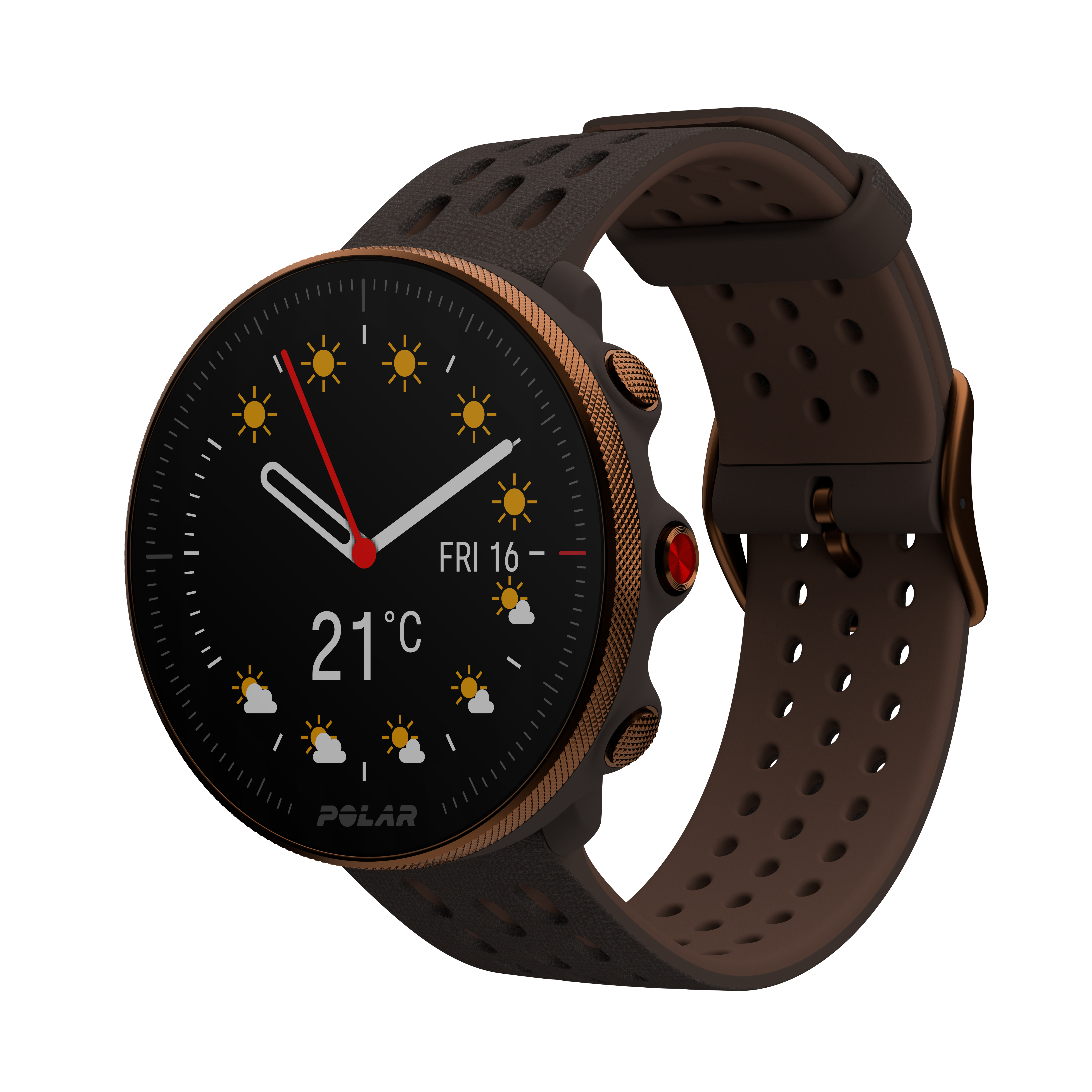 POLAR Vantage M2 Fitnesstracker Silikon, Einfassung, Knöpfe und Schließe aus Edelstahl, k.A., Braun-Kupfer