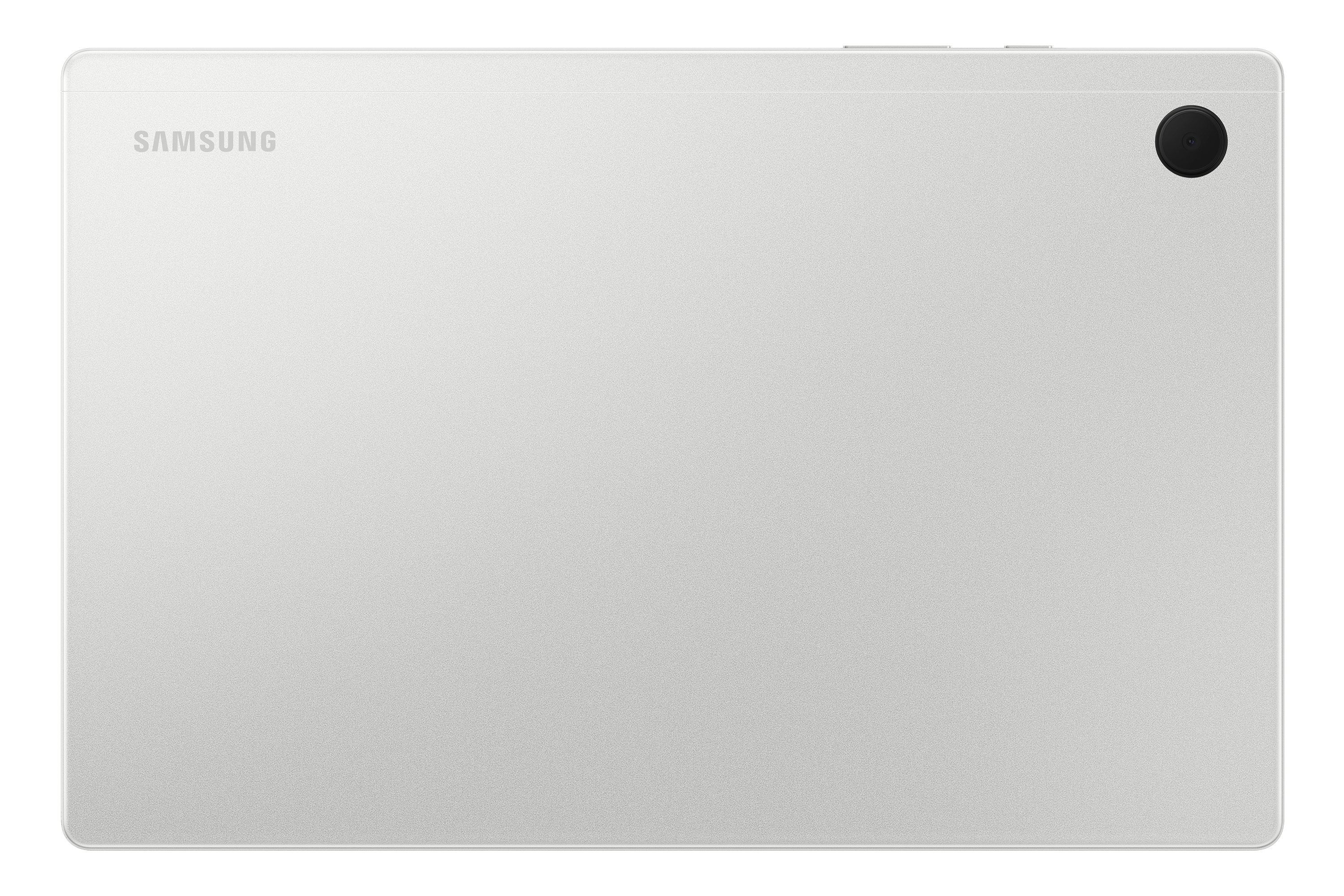 Weiße Samsung Tablet-Rückseite, Kamera oben rechts.