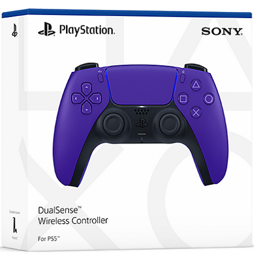 Lila PlayStation DualSense Wireless Controller in seiner weißen Box.