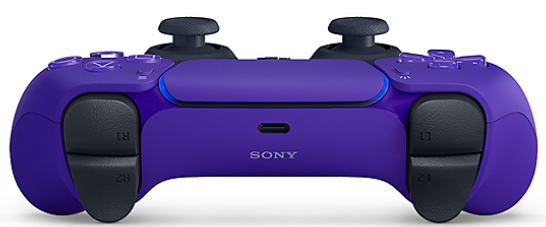 Ein violetter PlayStation DualSense-Controller. Er hat schwarze Joysticks und Knöpfe.