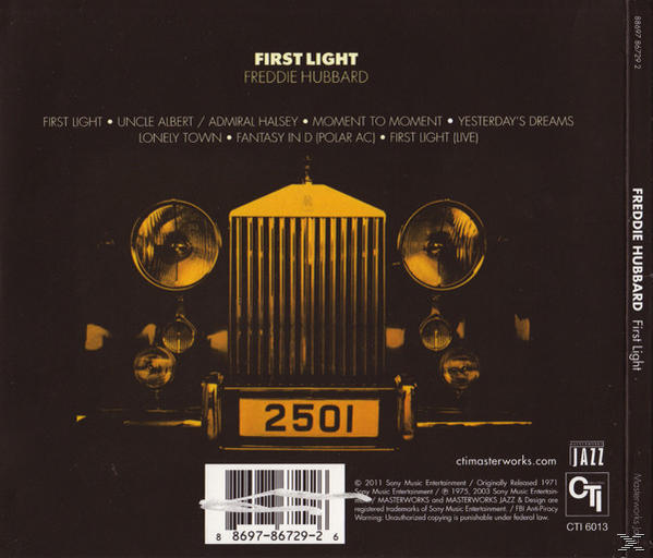 Freddie Hubbard CD-borító hátoldala régi autórács díszítéssel.