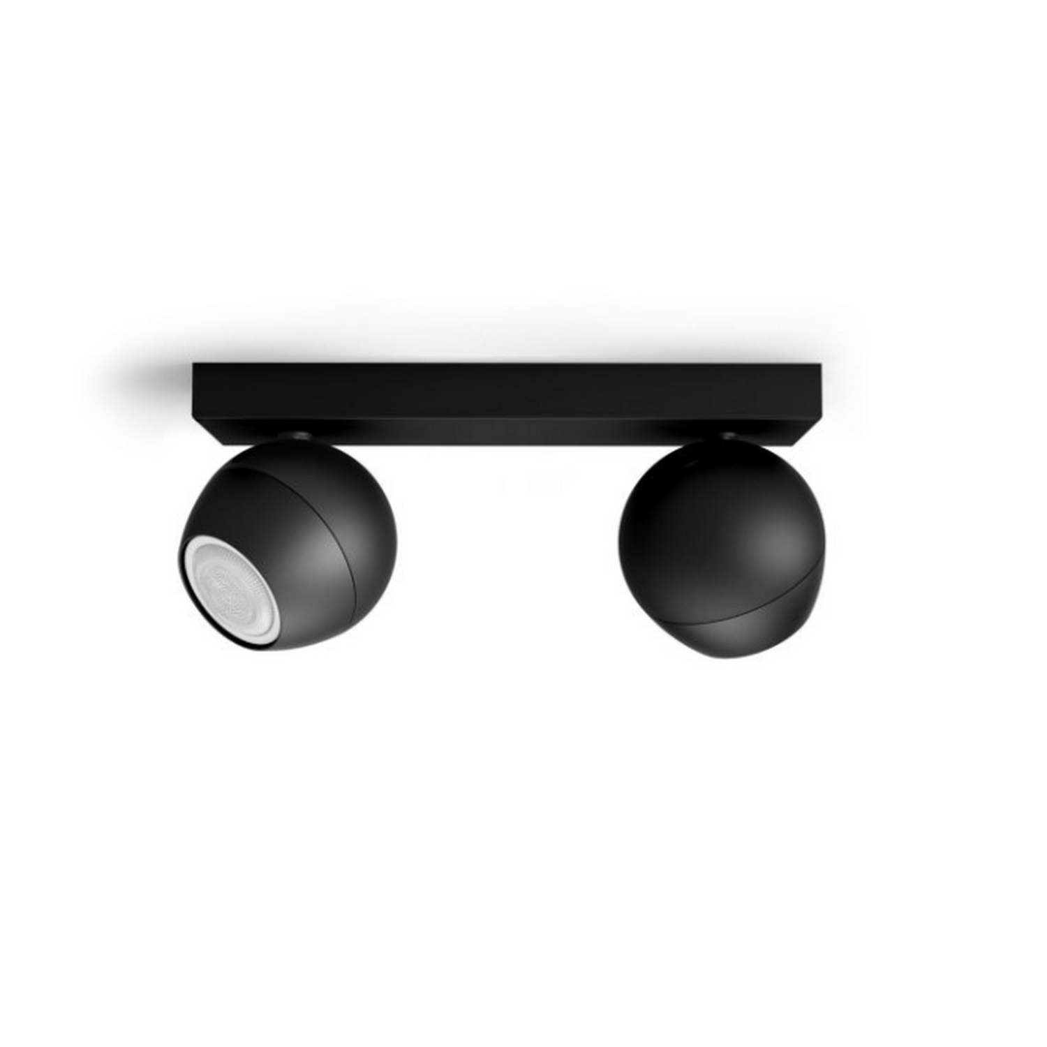 Lámpara inteligente - Philips Hue White Ambiance Buckram, Foco doble, Amazon Alexa y Google Assistant, Negro